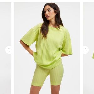 Good American ribbed tee and biker shorts set - lounge set